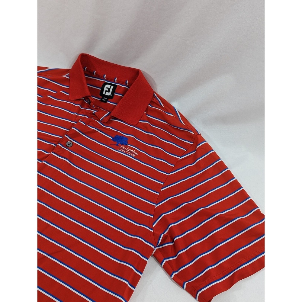 Men's FOOTJOY Golf Polo‎ Medium Red Stripe Early wine Golf Club